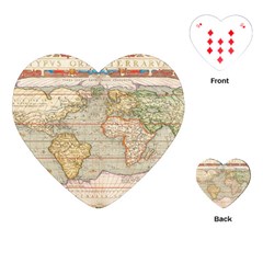 Old World Map Of Continents The Earth Vintage Retro Playing Cards Single Design (heart) by uniart180623