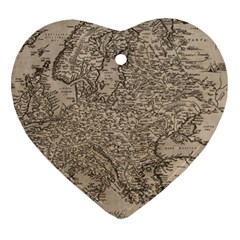 Vintage Map Europe Heart Ornament (two Sides) by uniart180623