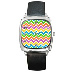 Chevron-pattern-design-texture Square Metal Watch by uniart180623