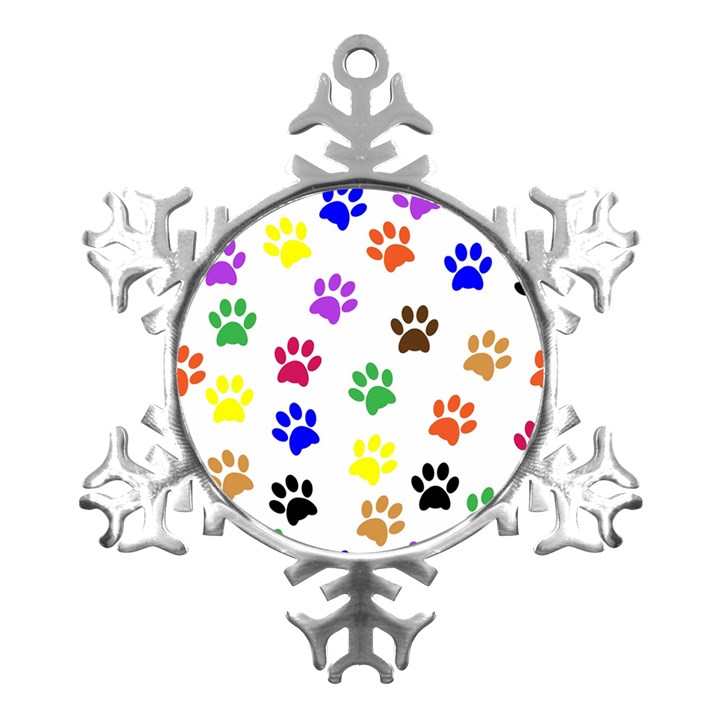 Pawprints-paw-prints-paw-animal Metal Small Snowflake Ornament