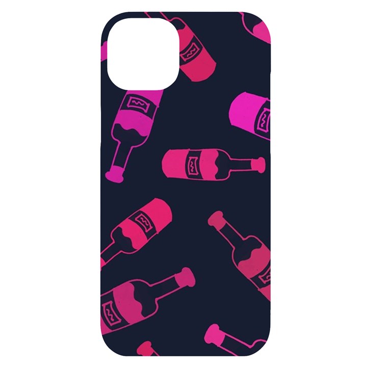 Wine Bottles Background Graphic iPhone 14 Plus Black UV Print Case