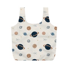 Space Planets Art Pattern Design Wallpaper Full Print Recycle Bag (m) by uniart180623