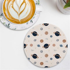 Space Planets Art Pattern Design Wallpaper Uv Print Round Tile Coaster by uniart180623