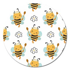 Art Bee Pattern Design Wallpaper Background Magnet 5  (round) by uniart180623