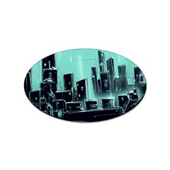 Buildings City Urban Destruction Background Sticker Oval (10 Pack) by uniart180623