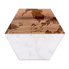 Storm Tsunami Waves Ocean Sea Nautical Nature Marble Wood Coaster (hexagon)  by uniart180623