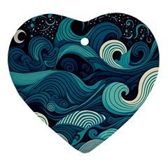 Waves Ocean Sea Abstract Whimsical Abstract Art Ornament (heart) by uniart180623