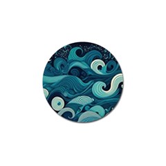 Waves Ocean Sea Abstract Whimsical Abstract Art Golf Ball Marker by uniart180623