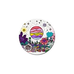 Rainbow Fun Cute Minimal Doodle Drawing Unique Golf Ball Marker by uniart180623