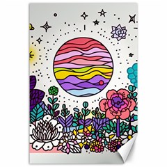 Rainbow Fun Cute Minimal Doodle Drawing Unique Canvas 24  X 36  by uniart180623