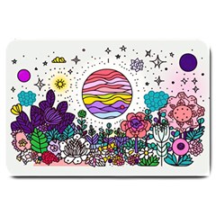 Rainbow Fun Cute Minimal Doodle Drawing Unique Large Doormat
