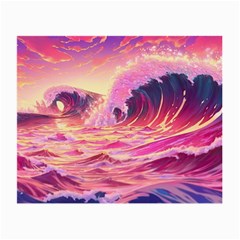 Waves Ocean Sea Tsunami Nautical Red Yellow Small Glasses Cloth (2 Sides) by uniart180623