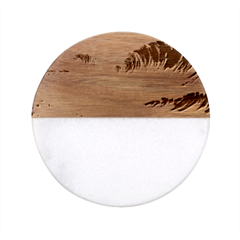 Waves Ocean Sea Tsunami Nautical Red Yellow Classic Marble Wood Coaster (round)  by uniart180623