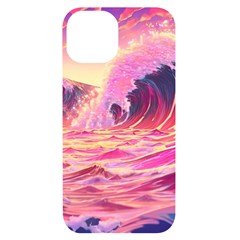 Waves Ocean Sea Tsunami Nautical Red Yellow Iphone 14 Black Uv Print Case