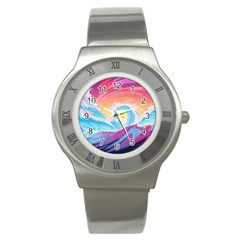 Waves Ocean Sea Tsunami Nautical Stainless Steel Watch