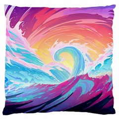 Waves Ocean Sea Tsunami Nautical Standard Premium Plush Fleece Cushion Case (Two Sides)