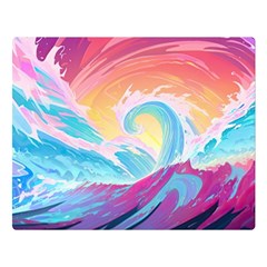 Waves Ocean Sea Tsunami Nautical Two Sides Premium Plush Fleece Blanket (Large)