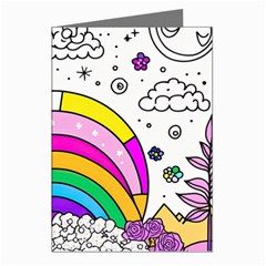 Rainbow Fun Cute Minimal Doodle Drawing Art Greeting Cards (pkg Of 8) by uniart180623