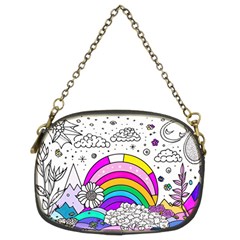 Rainbow Fun Cute Minimal Doodle Drawing Art Chain Purse (two Sides) by uniart180623