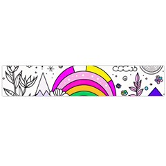 Rainbow Fun Cute Minimal Doodle Drawing Art Large Premium Plush Fleece Scarf  by uniart180623