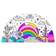 Rainbow Fun Cute Minimal Doodle Drawing Art Anti Scalding Pot Cap by uniart180623