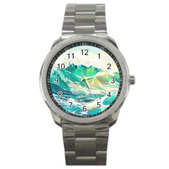 Waves Ocean Sea Tsunami Nautical Art Sport Metal Watch by uniart180623