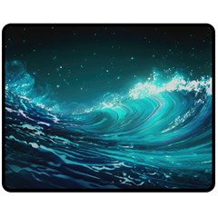 Tsunami Waves Ocean Sea Nautical Nature Water Two Sides Fleece Blanket (medium) by uniart180623