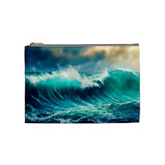 Waves Ocean Sea Tsunami Nautical Painting Cosmetic Bag (medium) by uniart180623