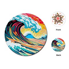 Waves Ocean Sea Tsunami Nautical Arts Playing Cards Single Design (round) by uniart180623