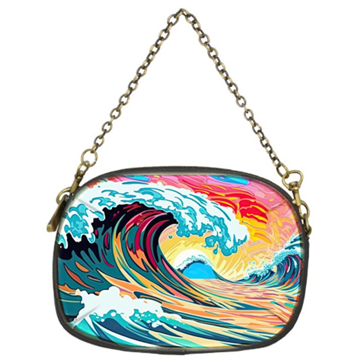 Waves Ocean Sea Tsunami Nautical Arts Chain Purse (Two Sides)