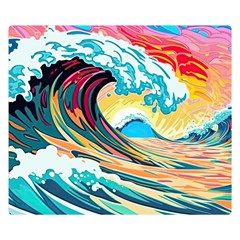 Waves Ocean Sea Tsunami Nautical Arts Two Sides Premium Plush Fleece Blanket (small) by uniart180623