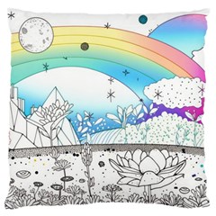 Rainbow Fun Cute Minimal Doodle Drawing Arts Large Premium Plush Fleece Cushion Case (one Side)