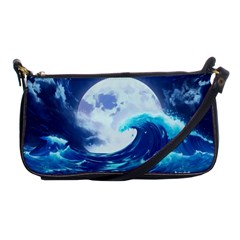 Waves Ocean Sea Tsunami Nautical Blue Shoulder Clutch Bag by uniart180623