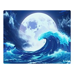 Waves Ocean Sea Tsunami Nautical Blue Premium Plush Fleece Blanket (large) by uniart180623