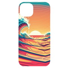 Waves Ocean Sea Tsunami Nautical Art Nature Iphone 14 Plus Black Uv Print Case by uniart180623