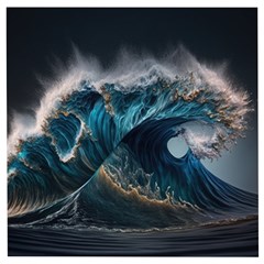 Tsunami Waves Ocean Sea Water Rough Seas Wooden Puzzle Square by uniart180623