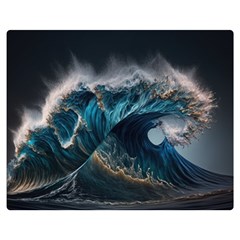 Tsunami Waves Ocean Sea Water Rough Seas Premium Plush Fleece Blanket (medium) by uniart180623