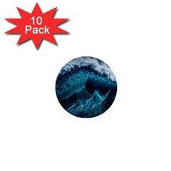 Tsunami Waves Ocean Sea Water Rough Seas 1  Mini Buttons (10 Pack)  by uniart180623