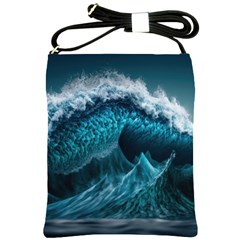 Tsunami Waves Ocean Sea Water Rough Seas Shoulder Sling Bag by uniart180623