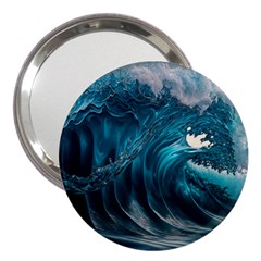 Tsunami Waves Ocean Sea Water Rough Seas 3  Handbag Mirrors by uniart180623