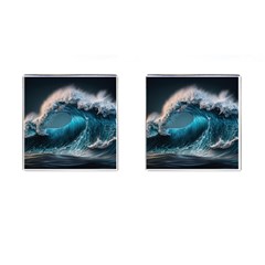 Tsunami Waves Ocean Sea Water Rough Seas Cufflinks (square) by uniart180623