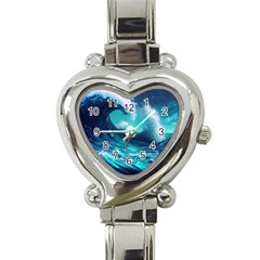 Tsunami Tidal Wave Ocean Waves Sea Nature Water Heart Italian Charm Watch by uniart180623