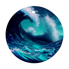 Tsunami Tidal Wave Ocean Waves Sea Nature Water Round Ornament (two Sides) by uniart180623