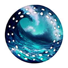 Tsunami Tidal Wave Ocean Waves Sea Nature Water Round Filigree Ornament (two Sides) by uniart180623