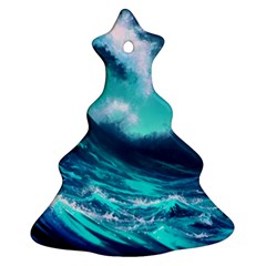 Tsunami Tidal Wave Ocean Waves Sea Nature Water Christmas Tree Ornament (two Sides) by uniart180623