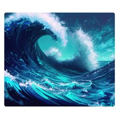Tsunami Tidal Wave Ocean Waves Sea Nature Water Premium Plush Fleece Blanket (small) by uniart180623