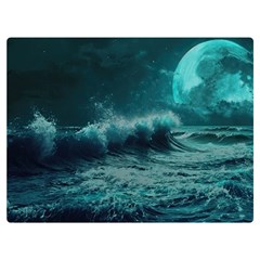 Waves Ocean Sea Tsunami Nautical Blue Sea Art Two Sides Premium Plush Fleece Blanket (extra Small) by uniart180623