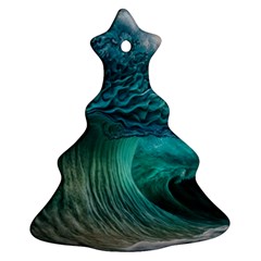 Tsunami Waves Ocean Sea Water Rough Seas Christmas Tree Ornament (two Sides) by uniart180623