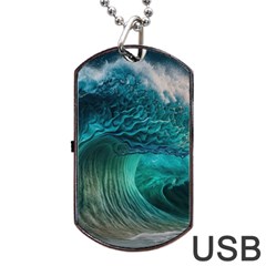 Tsunami Waves Ocean Sea Water Rough Seas Dog Tag Usb Flash (two Sides) by uniart180623