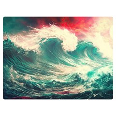 Storm Tsunami Waves Ocean Sea Nautical Nature Painting Two Sides Premium Plush Fleece Blanket (extra Small) by uniart180623